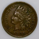 1906 Indian Head Cent US 1c Penny XF k345
