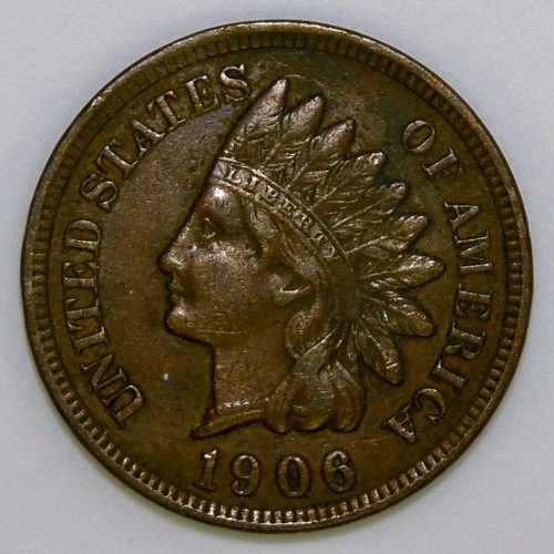 1906 Indian Head Cent US 1c Penny XF k345