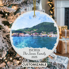Custom Ischia Christmas Ornament, Personalized Italy Travel Gift, Couple Gift