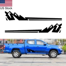 2pcs 90.5'' Black Racing Stripe Rock Graphic Car Truck Body Side Decal Stickers