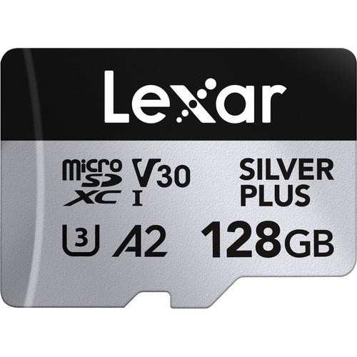 Lexar 128GB Professional SILVER PLUS A2 V30 UHS-I MicroSDXC + SD Adapter - Picture 4 of 9