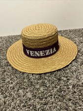 Venezia Straw Canotier Hat- Gondola Gondolier Souvenir
