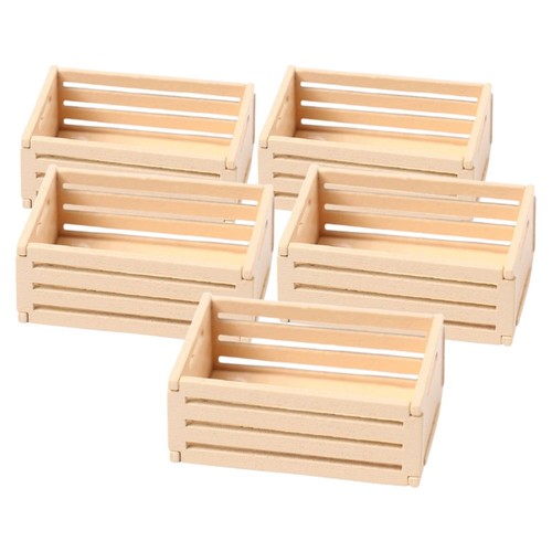 5 Pcs Wooden Storage Basket Dollhouse Kitchen Accessories Mini Decor - Picture 12 of 12