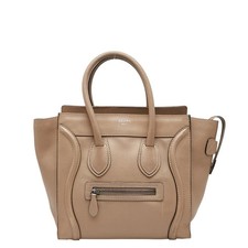 Celine Luggage Micro Shopper Beige Leather Women's Bag Used in Japan R115131