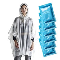 Regenponcho Einweg Transparent Kapuze Festival Outdoor Camping Wandern 6Er-Pack
