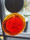 Blenko Pressed Glass Suncatcher~Rich Oranges Red~Beautiful Flower~STELLAR!