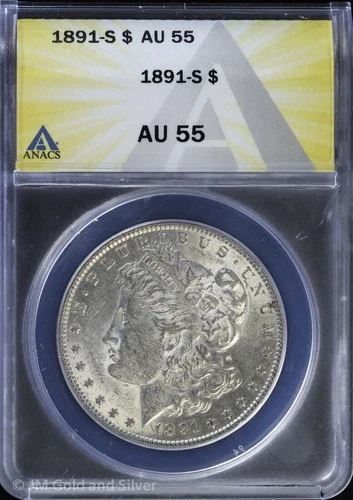 1891-S $1 Morgan Silver Dollar ANACS AU 55