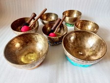 Full Moon Chakra Set of 7 Tibetan Singing Bowls (610 inch)  Handmade for Yoga