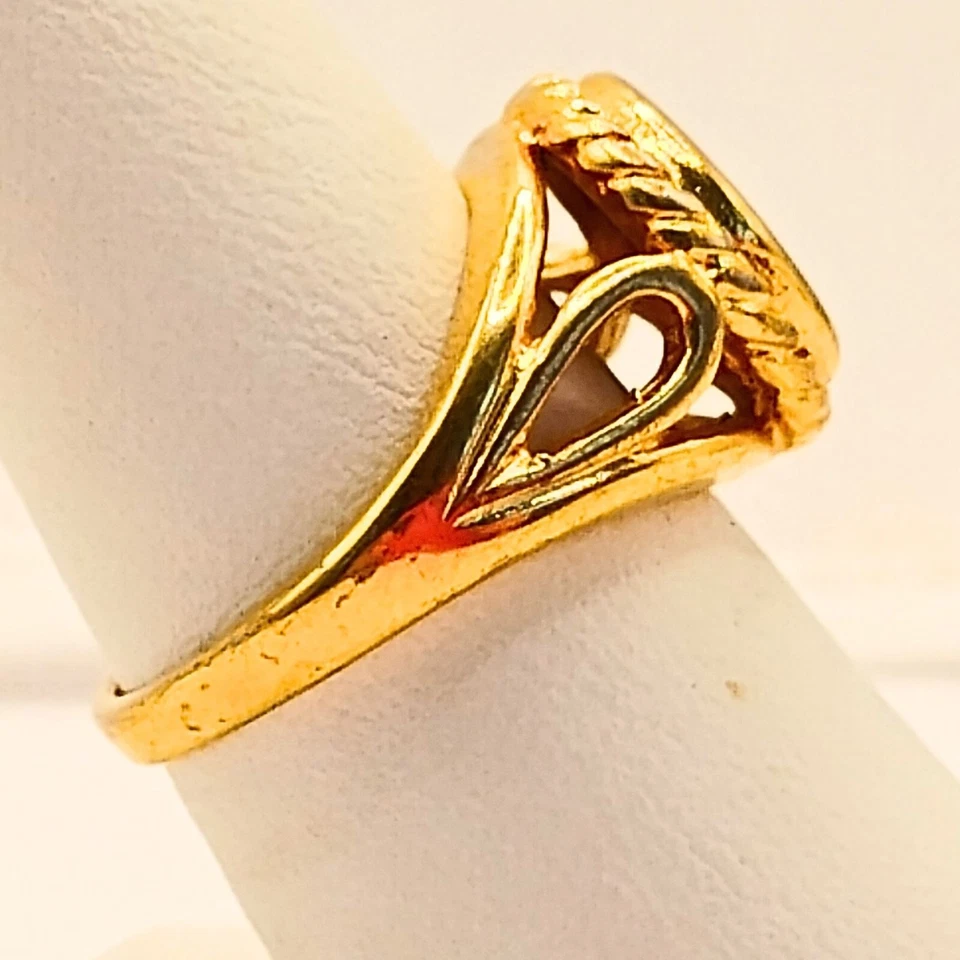 Anillo querubín chapado en oro vintage para mujer 8 sello moneda ángel cuerda cruz declaración Foto 3 de 4