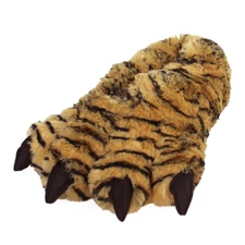 Tiger Paw Slippers - Orange & Black Cat Animal Feet Slippers