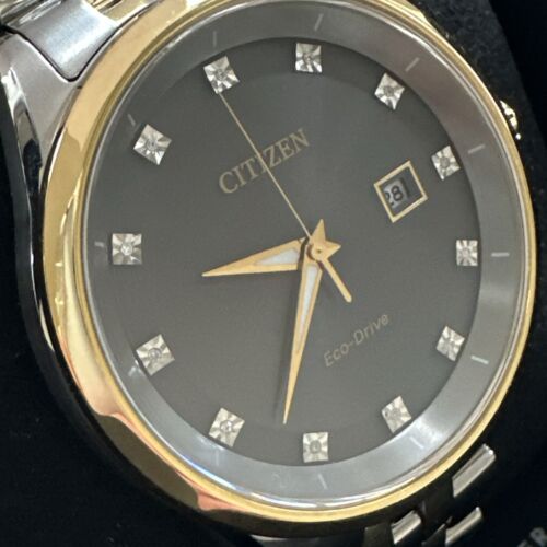 Citizen Corso Diamond Eco-Drive Gray Dial Two Tone Steel Men's Watch BM7258-54H