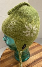 100 WOOL EVEREST DESIGN YOUTH SIZE WINTER PERUVIAN STYLE WINTER HAT GREEN VG 15