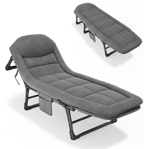 Portable Recliner Bedding Single Mattress Folding Bed Foldable Camping Chair+Mat - Picture 9 of 9