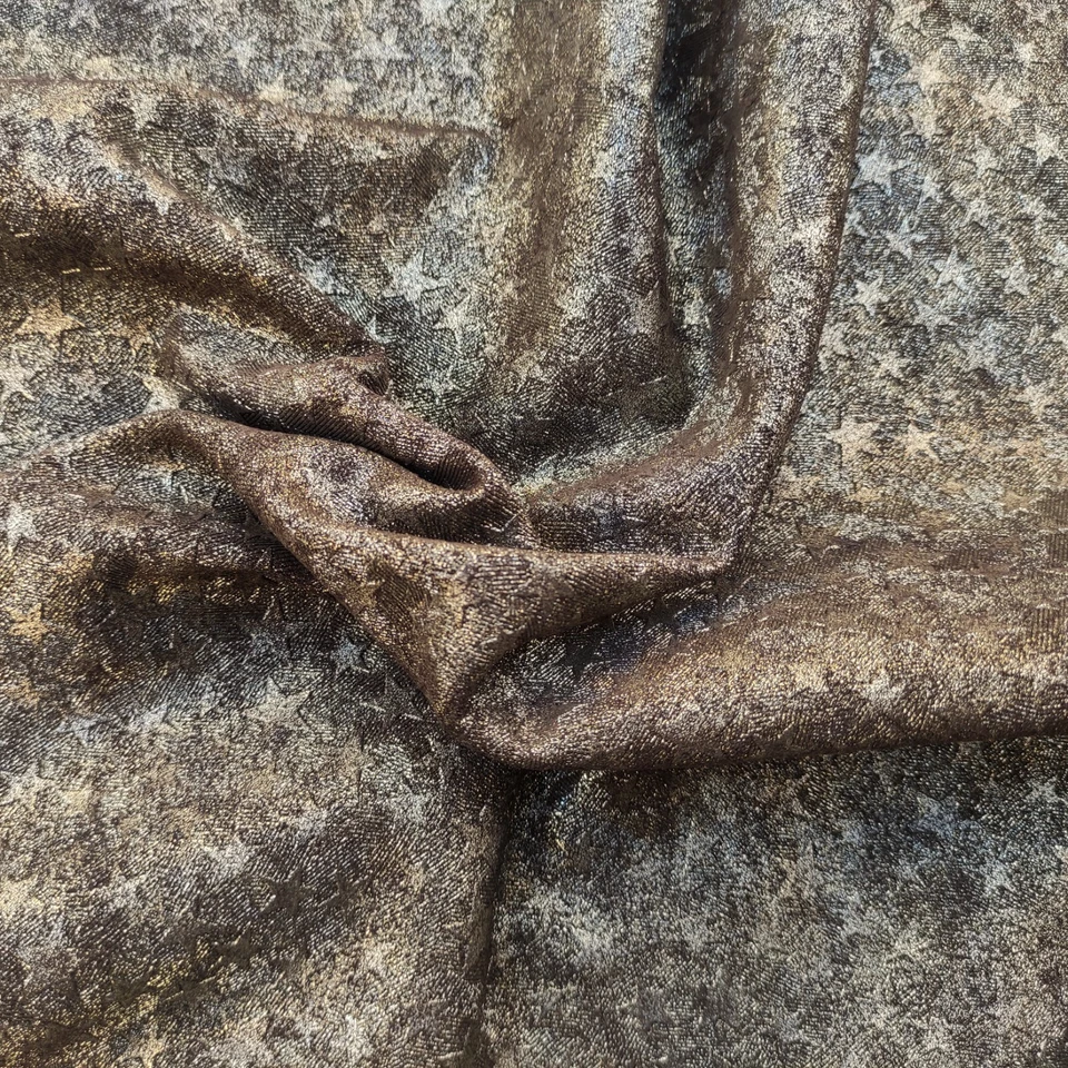 Bronze metallic star embossed luxury suede textured italian calf leather hides - Image 2 of 4