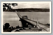 Seattle WA Lake Washington Floating Bridge Real Photo Postcard RPPC 1950-