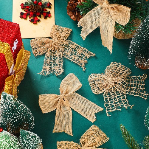 30 Pcs Natural Knot Burlap Bows for Wreath Tree Farmhouse Holiday Decor - Cla... - Picture 5 of 7