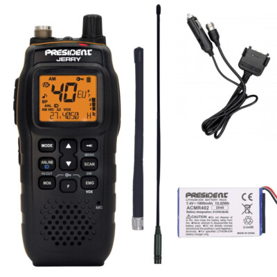 SET President JERRY CB Handfunkgerät  mit Mobiladapter  + Zusatzantenne Hyflex