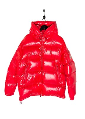 Moncler Écrins Red Glossy Laqué Down Puffer Jacket - Sz 6 - XXXL