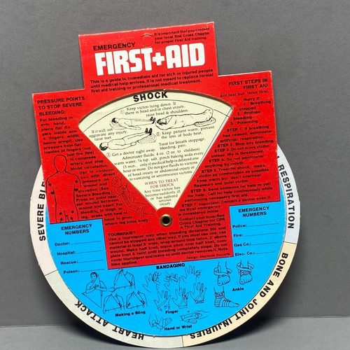 Vintage 1977 Emergency First Aid Dial Wheel Card - Picture 2 of 6