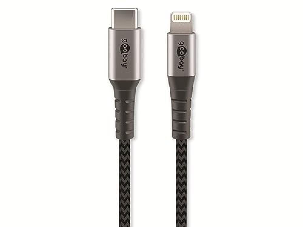 goobay Cavo Lightning Apple - Certificato MFi - Cavo tessile premium extra robus