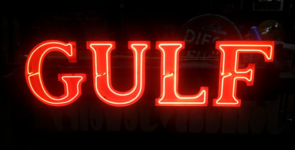 Rare Original 8ft Gulf Gas Oil Porcelain Neon Sign | eBay