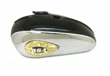 BSA A65 2 GALLON BLACK PAINTED CHROME & BADGES GAS FUEL PETROL TANK