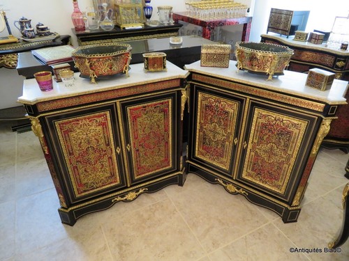 Pair of Cabinet in Boulle marquetry 19th Napoleon III period perfect condition - Picture 6 of 24