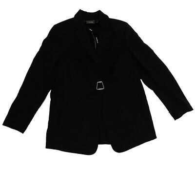 $3990 AKRIS PUNTO Alpha Trapezoid Closure Double Face Wool Blend Blazer 14 Black
