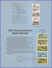 USA5 #2205-09 U/A SOUVENIR PAGE FDC BKLT  Fish