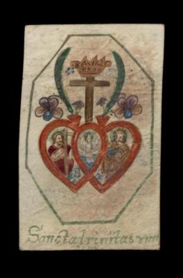 Pergament Miniatur  SANCTA TRINITAS  17.Jh.