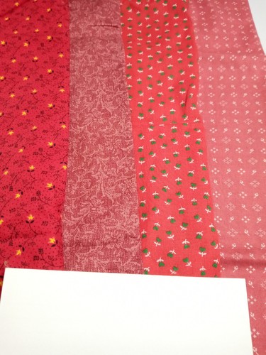 Fabric Lot of 4 Pieces Each 1/2 Yard Red/Pink Floral Print - Picture 2 of 3