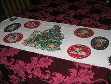 VINTAGE CUT AND SEW CHRISTMAS PANEL HALLMARK  CHRISTMAS TREE & ORNAMENTS  PUPPYS