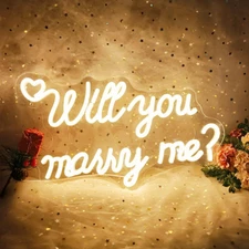 Will You Marry Me Neon Sign for Wall Decor, LED Hanging Proposal Wedding Party E
