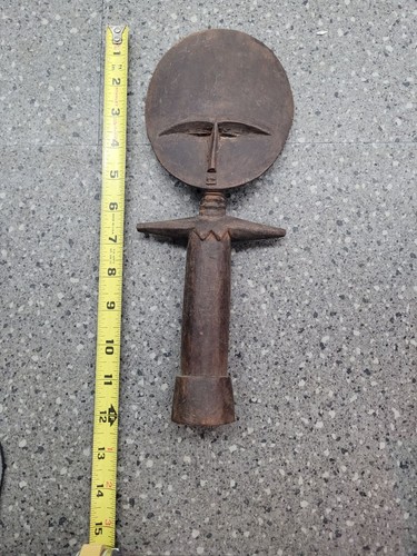 Muñeca africana de fertilidad Ashanti tallada a mano de colección arte tribal escultura de madera 12" - Imagen 2 de 11