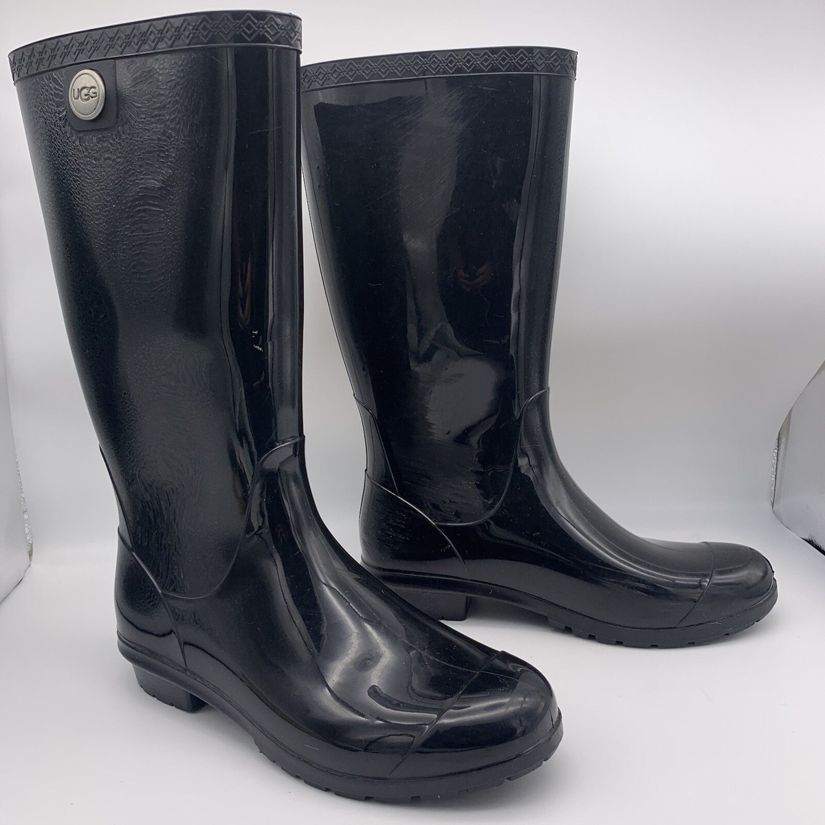 UGG Drizlita Kids Black Waterproof Rain Boots Rubber Patent Ankle High Size 4 UGG Kids Drizlita Waterproof Rain Boots - MJ Footwear main image 3