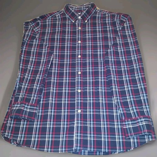 Sonoma Goods For Life Modern Fit blau rot kariert Flanell Button Down Herren Hemd L