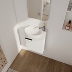 16" Wood Floating Wall Mounted Bathroom Vanity +Round Sink for Small Space White