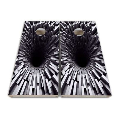 Hole Optical Illusion Cornhole Board Wrap Decal Cornhole Skins SET