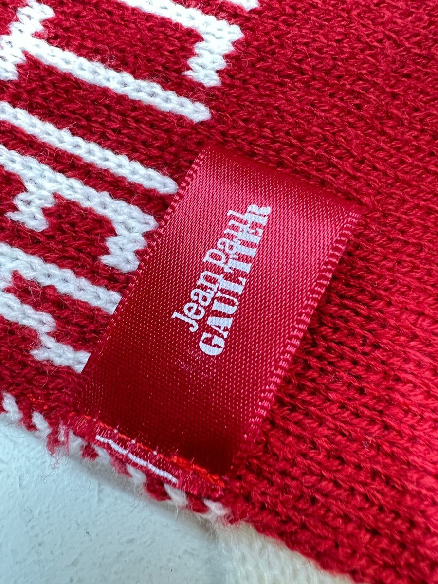 Jean Paul Gaultier Scarf Red & White Striped Unisex Adult 