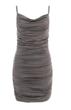 Quiz Ruched Bodycon Mini Dress - Dark Grey / Silver - Size: 10