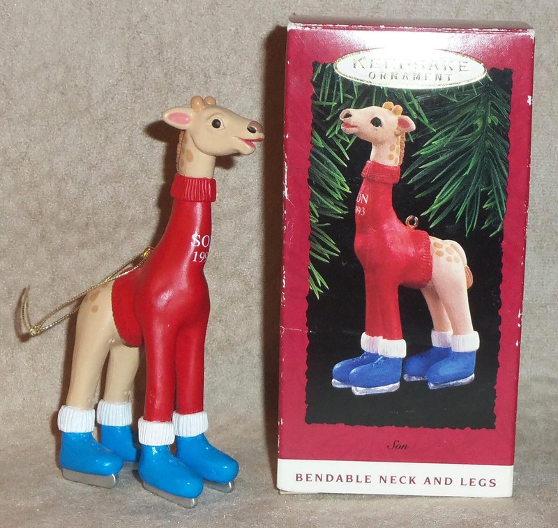 Hallmark 1993 Keepsake Ornament "Son" Giraffe on Ice Skates Bendable Neck & Legs