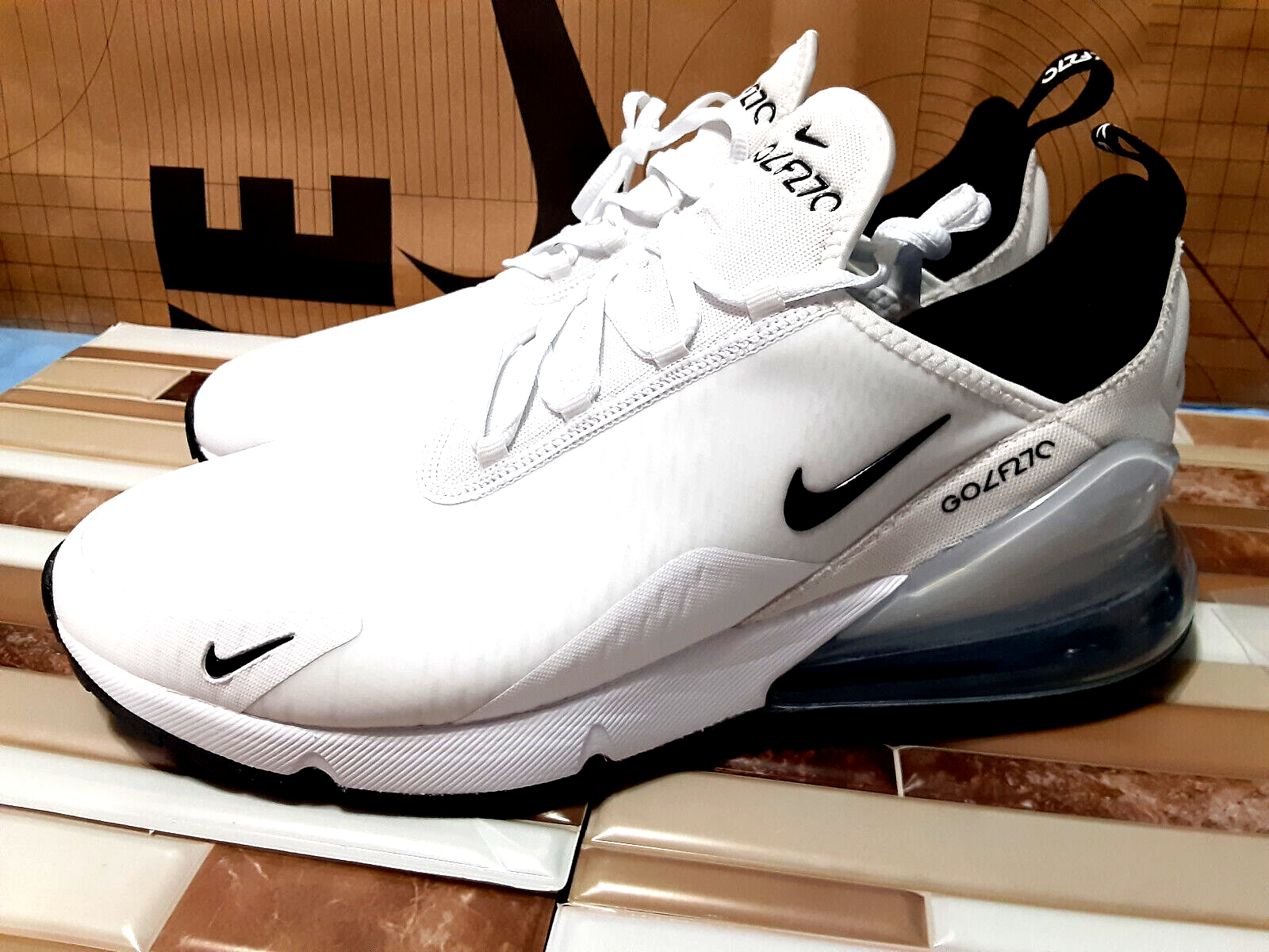 New! Nike Air Max 270 Golf Shoes White 