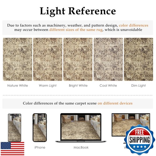 PureCozy 4x6 Area Rug Washable Vintage Entryway Living Room Carpet Indoor Off - Picture 2 of 5