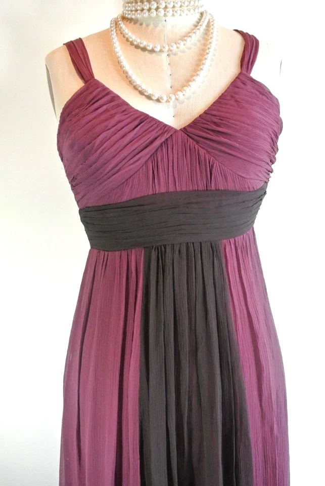 BCBG Vestido Rojo Borgoña 6 Seda Arrugado Cóctel Bebé Muñeca Hasta la Rodilla *123 Foto 2 de 4