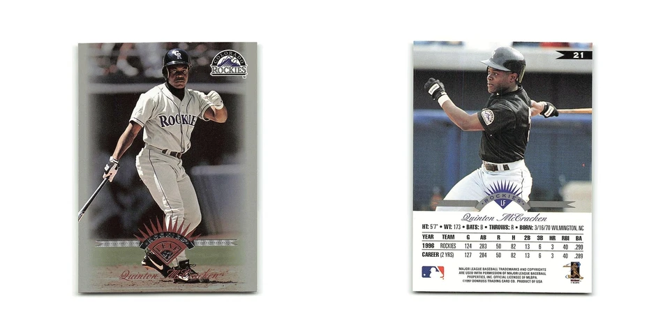 Quinton McCracken 1997 Leaf #21 Colorado Rockies Baseball Card NM - Image 3 of 3