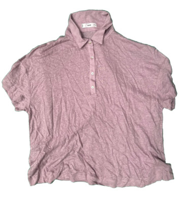 MNG by Mango Damen Polokragen Top - Mauve Lila - Größe M