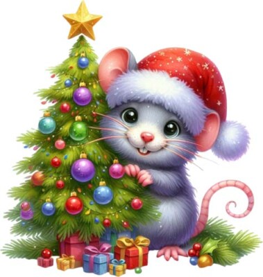 Bunte Weihnachten Ratte Tier Wandkunst Schlafzimmer Laptop Dekor Vinyl Aufkleber Abziehbild