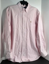 Ralph Lauren Men's Button Down Pink Striped L/S Shirt Size 16.5"/34" Cotton