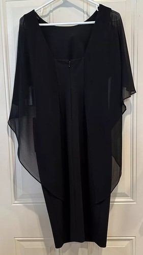 Abito tubino donna Calvin Klein crepe manica mantello nero taglia 2 nuovo con etichetta zip dietro - Foto 22 di 22