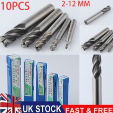 10X HSS Straight Shank 4 Flute End Mill Cutter CNC Drill Bit Tool 2-12MM UK